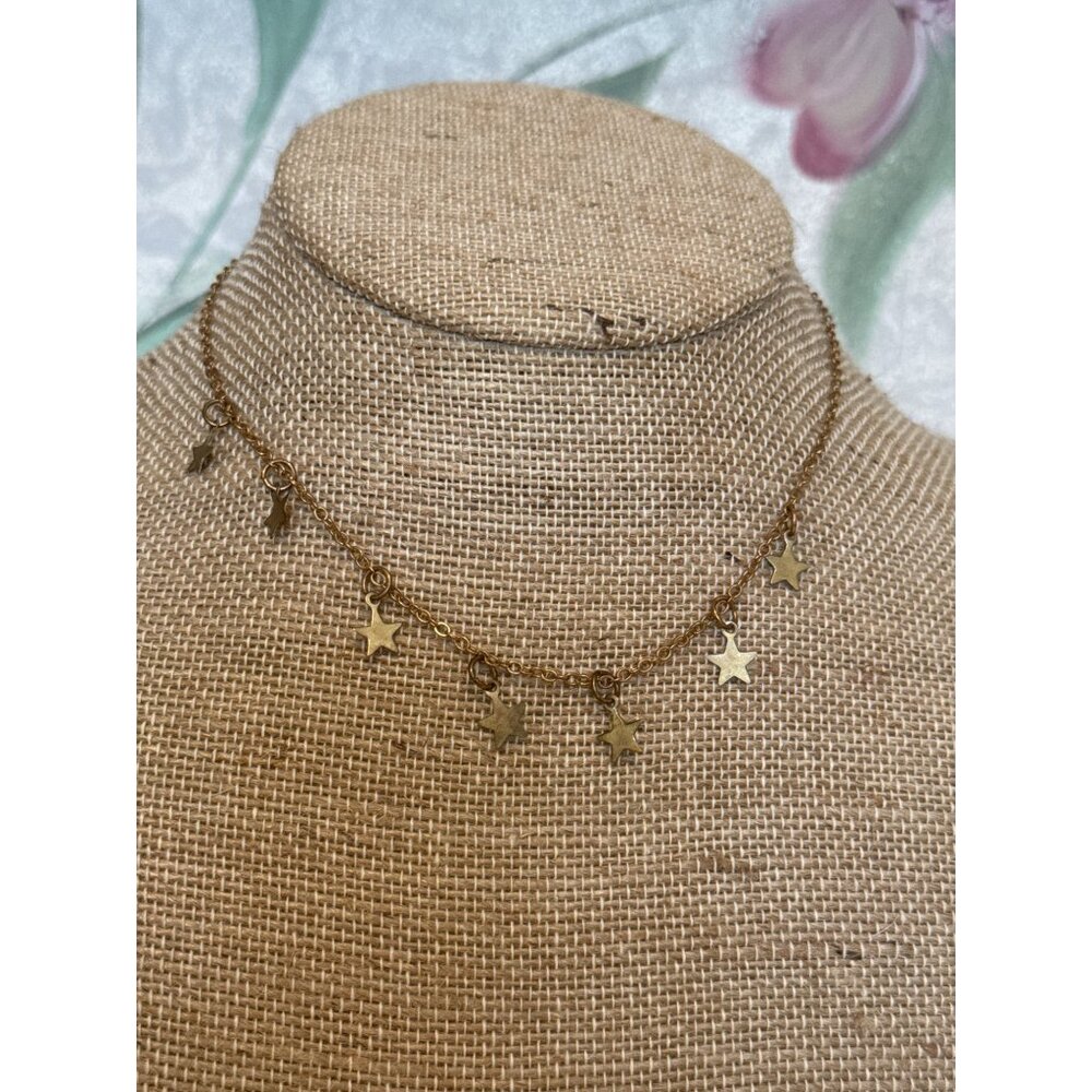 Gold Star Charm Necklace With Lobster Clasp